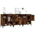 vidaXL Komody 3 ks dymový dub 60x35x70 cm kompozitné drevo