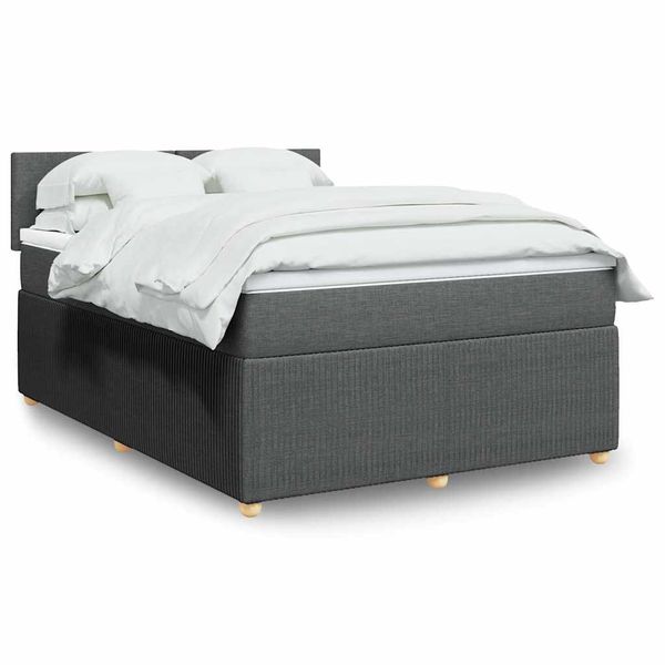 vidaXL Boxspring posteľ s matracom tmavosivá 140x200 cm látka