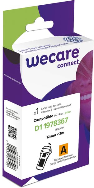 WECARE ARMOR páska (vinyl) kompatibilná s DYMO 1978367, Black/Orange, 12MM*3M