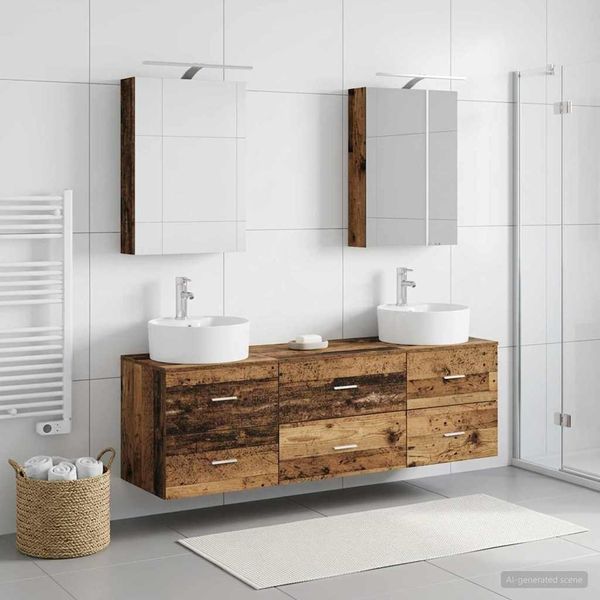 vidaXL Sada kúpeľňového nábytku 5 pcs Staré drevo
