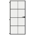 vidaXL Vnútorné dvere tenké čierne 93x201,5 cm tvrdené sklo a hliník