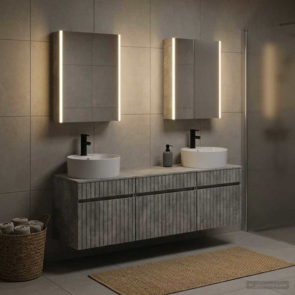 vidaXL Set kabinetov do kúpeľne 5 pcs Betónovo sivá 53 x 15,5 x 70 cm