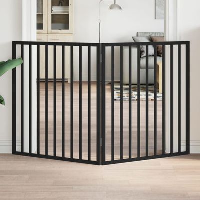 vidaXL Skladacia brána pre psa, 2 panely, čierna 160 cm, topoľové drevo