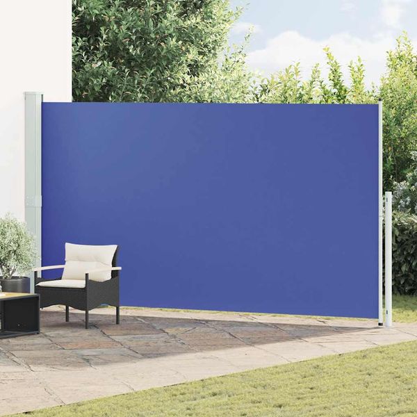vidaXL Zaťahovacia bočná markíza na terasu 200x500 cm modrá