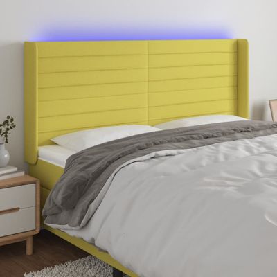 vidaXL Čelo postele s LED zelené 183x16x118/128 cm látka