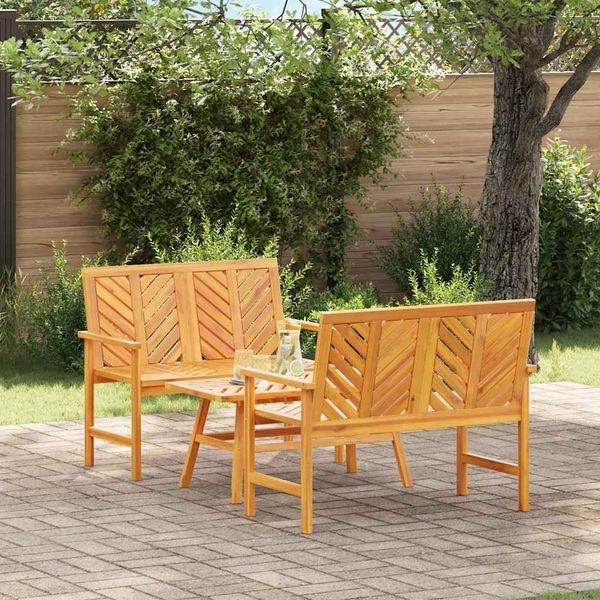vidaXL Záhradný lounge set 3 pcs Hnedá Pevné akáciové drevo