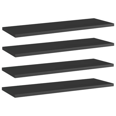 vidaXL Prídavné police 4 ks, lesklé čierne 60x20x1,5 cm, drevotrieska