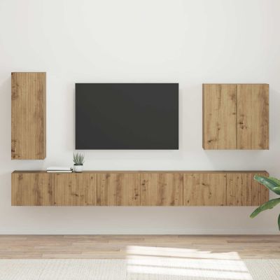 vidaXL Sada nástenného kabinetu na TV Nástenný 6 pcs Remeselný dub