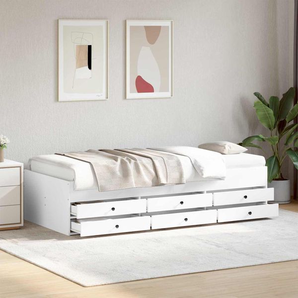 vidaXL Rám postele so skladom Biela 80 x 200 cm Kompozitné drevo