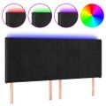 vidaXL Čelo postele s LED čierne 203x16x118/128 cm zamat