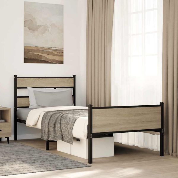 vidaXL Posteľný rám bez matraca dub sonoma 80x200 cm kompozitné drevo