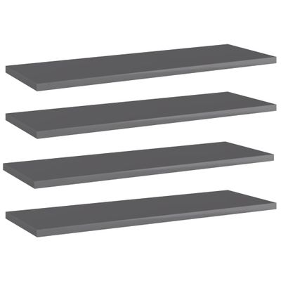 vidaXL Prídavné police 4 ks, lesklé sivé 60x20x1,5 cm, drevotrieska