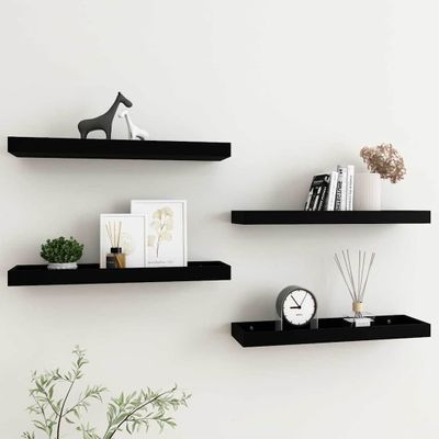 vidaXL Terasové nástenné police 4 ks čierne 60x15x4 cm MDF