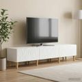 vidaXL TV skrinka 147 x 34,5 x 30 cm Biela s vysokým leskom