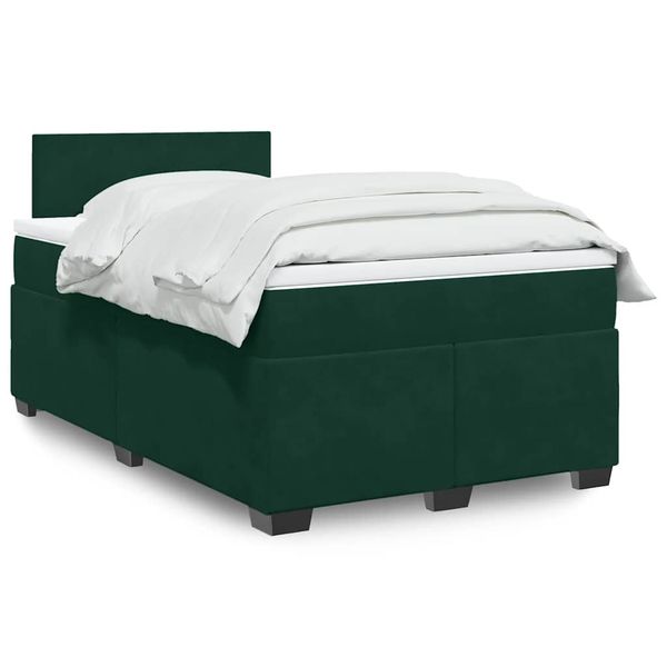 vidaXL Boxspring posteľ s matracom, tmavozelená 120x190cm, zamat