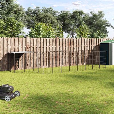 vidaXL Koterec pre psy čierny 10,89 m² oceľ