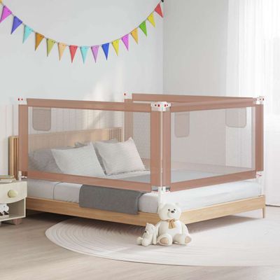 vidaXL Zábrana na detskú posteľ sivohnedá 180x25 cm látka