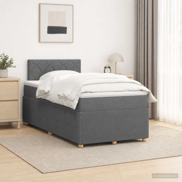 vidaXL Posteľ boxspring s matracom Tmavosivá 120 x 200 cm Látka