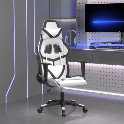 vidaXL Herná stolička biela a čierna umelá koža