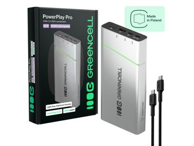 Green Cell PBPLGC20P powerbanka PowerPlay Pro 20800 mAh 65W, rýchle nabíjanie