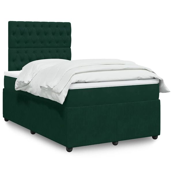 vidaXL Boxspring posteľ s matracom, tmavozelená 120x190cm, zamat