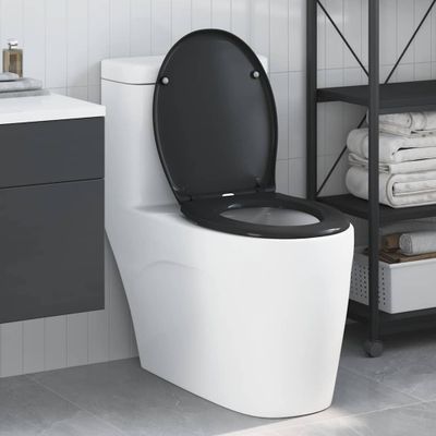vidaXL WC sedadlo Čierna 47 x 37 x 4 cm Duroplast