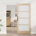 vidaXL Posuvné dvere 93 x 202 cm Masívne borovicové drevo a sklo