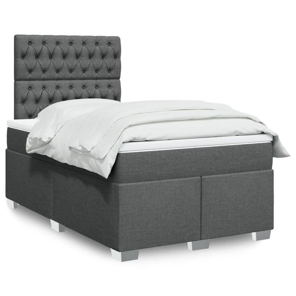 vidaXL Boxspring posteľ s matracom tmavosivý 120x200 cm látka