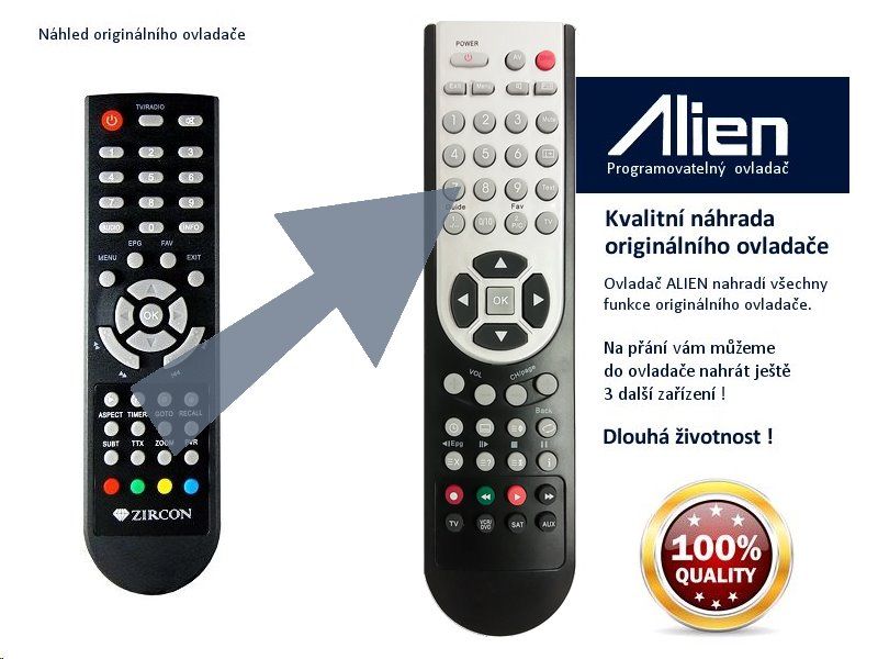 Dálkový ovládač ALIEN STB Zircon FIRE SE