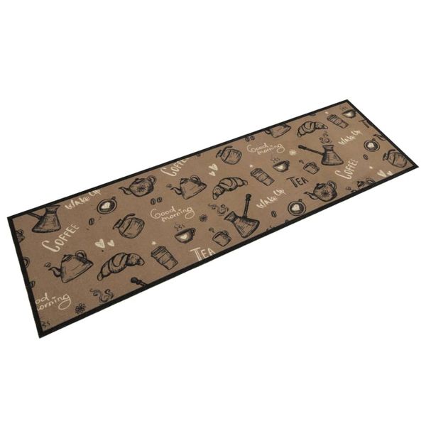 vidaXL Kuchynský koberec, prateľný, Ráno, hnedý 45x150 cm, zamat