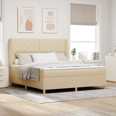 vidaXL Posteľ s pružinovým rámom Krémová 200 x 180 cm látka