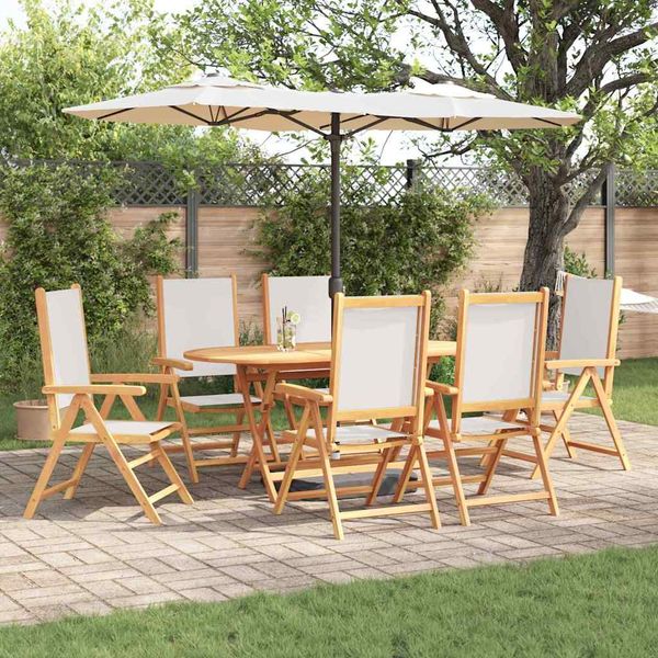 vidaXL Záhradný jedálenský set 7 pcs Krémová biela