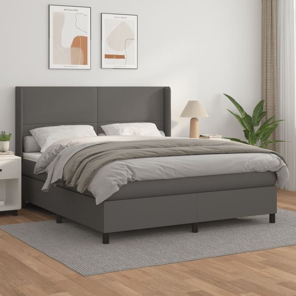 vidaXL Boxspring posteľ s matracom sivá 180x200 cm umelá koža