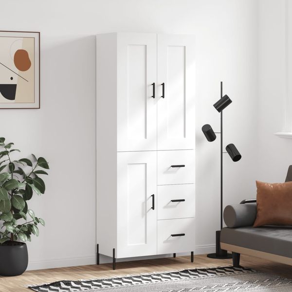 vidaXL Vysoká skrinka biela 69,5x34x180 cm spracované drevo