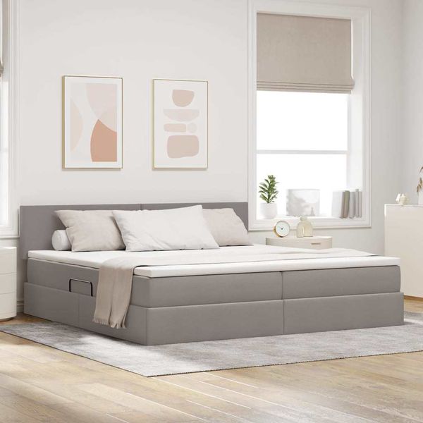 vidaXL Postel s úložným prostorem a matrací Sivohnedá 200 x 200 cm