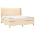 vidaXL Posteľný rám boxspring s matracom krémový 180x200 cm látka
