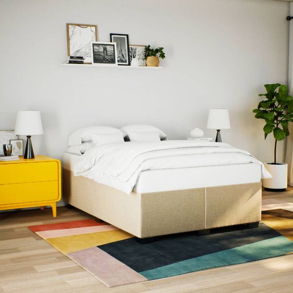 vidaXL Posteľ bez matraca krémová 140x190 cm látka