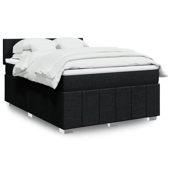 vidaXL Posteľný rám boxspring s matracom čierny 160x200 cm látka