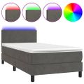 vidaXL Posteľ boxsping s matracom a LED tmavosivá 90x200 cm zamat