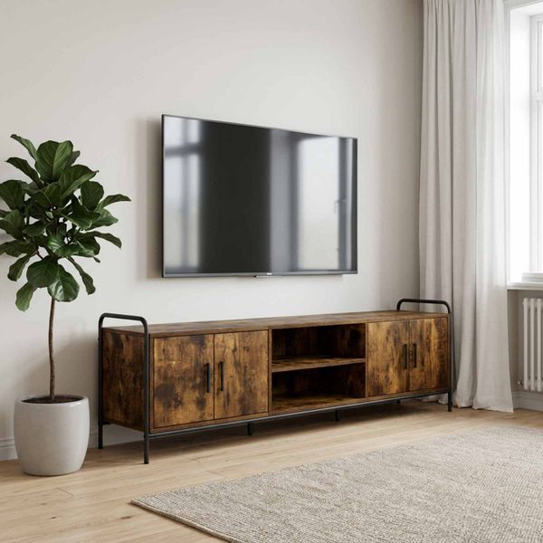 vidaXL TV skrinka 167,5 x 33 x 50 cm Dymový dub Kompozitné drevo