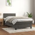 vidaXL Posteľný rám boxspring s matracom tmavosivý 90x200 cm zamat