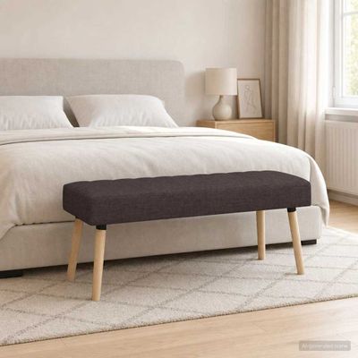 vidaXL Pruhovo prešitá lavica Tmavohnedá 110 x 40 x 46 cm Látka