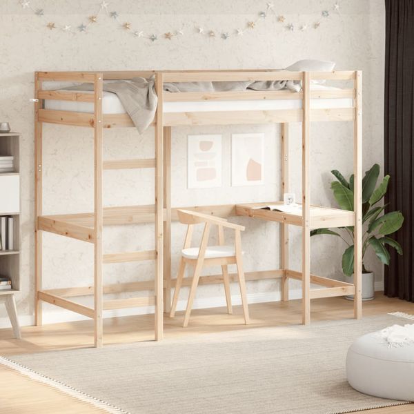 vidaXL Poschodová posteľ so stolom 100x200 cm borovicový masív