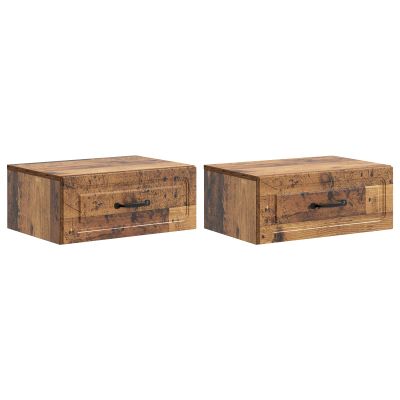 vidaXL Nástenná nočná skrinka 2 pcs Staré drevo 49 x 34,5 x 20 cm