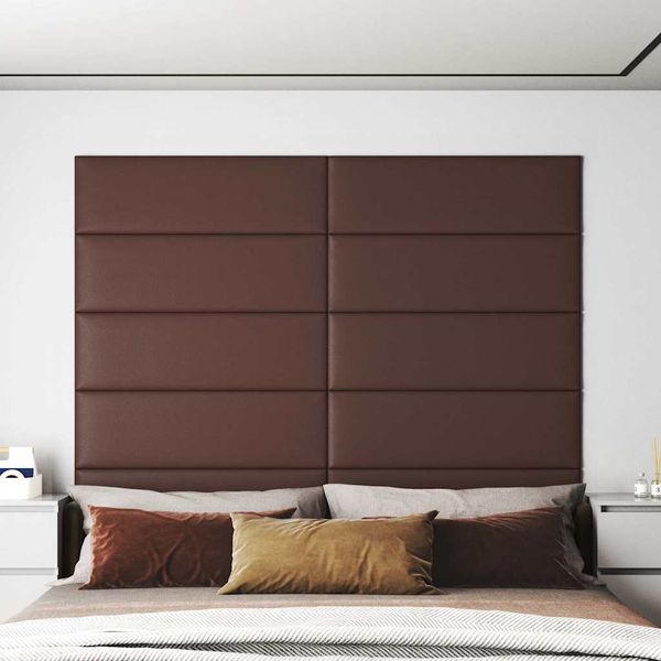 vidaXL Nástenné panely 12 ks hnedé 90x30 cm umelá koža 3,24 m²