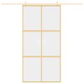 vidaXL Posuvné dvere zlaté 102,5x205 cm číre ESG sklo a hliník