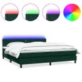 vidaXL Box Spring Posteľ s matracom a LED Tmavo zelená 200x210 cm Zamat