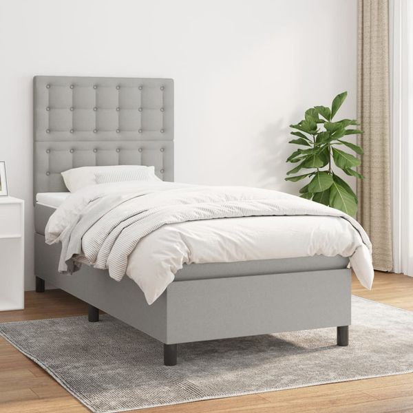 vidaXL Posteľný rám boxsping s matracom bledosivý 80x200 cm látka