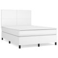 vidaXL Boxspring posteľ s matracom biely 140x190 cm umelá koža