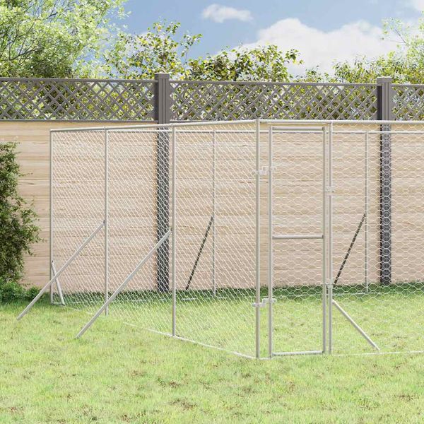 vidaXL Vonkajší koterec pre psov strieborný 6x6x2 m pozinkovaná oceľ